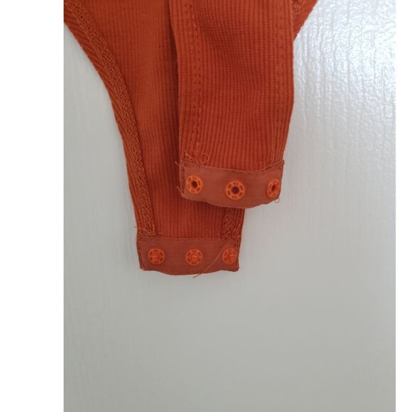 Shein ribbed boat neck bodysuit Large Orange - Picture 7 of 9